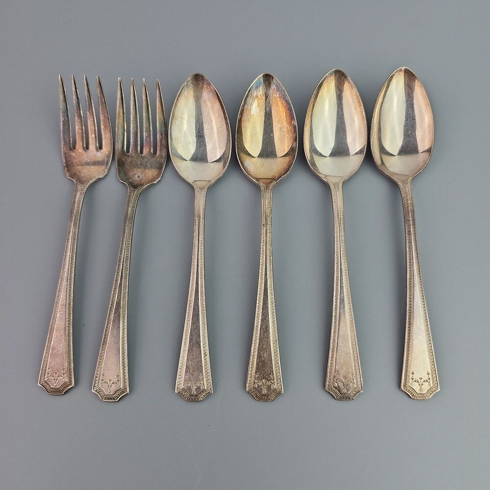Vintage National Silver Co. EPNS Silverplate 2 Salad Forks 4 Tea Spoons ADAM